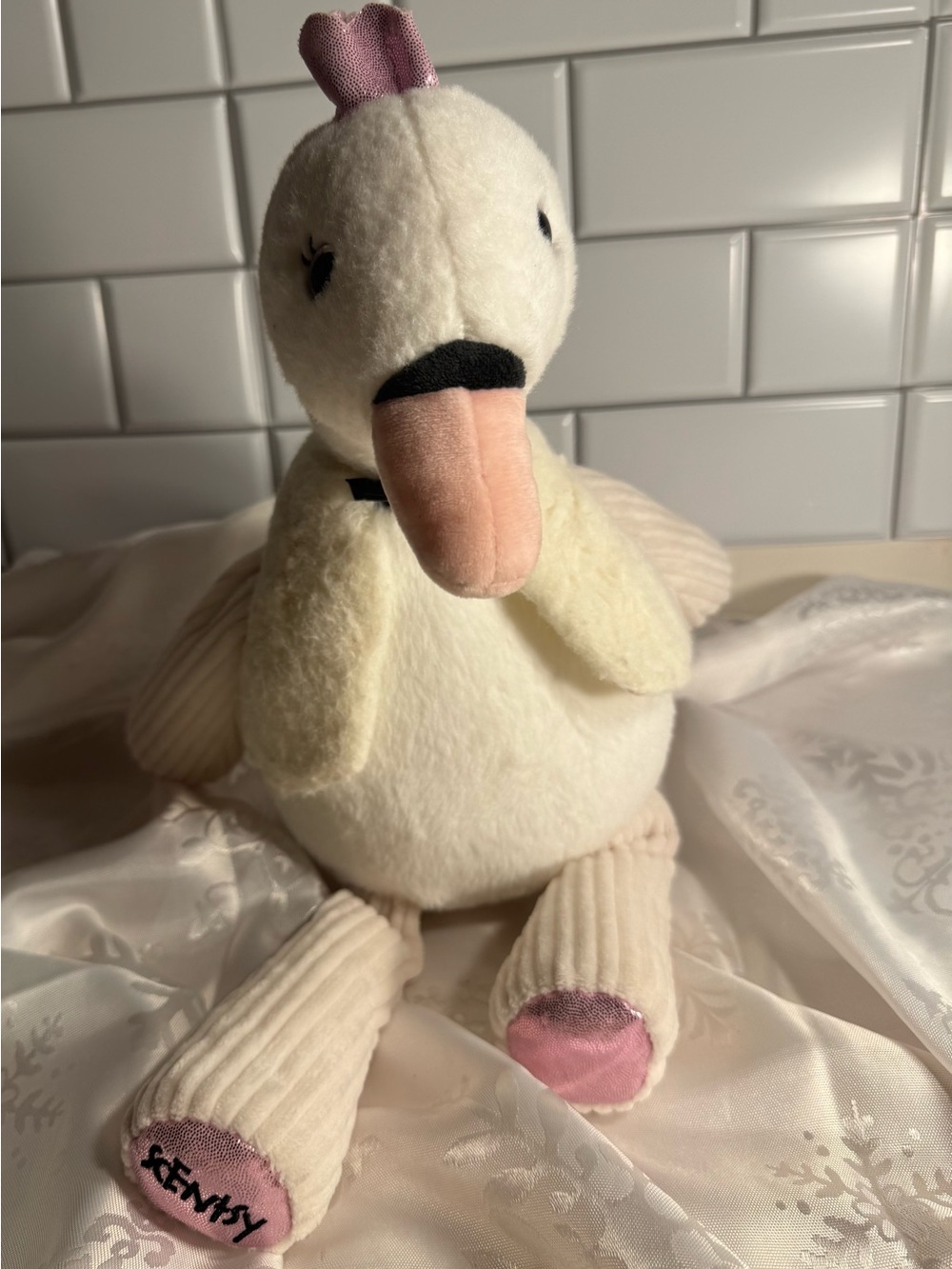 Scentsy White and Pink Swan Plush with Crown